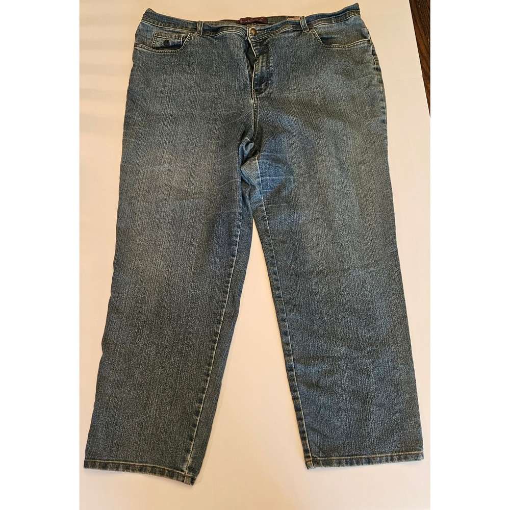 Gloria Vanderbilt Amanda Jeans Womens 24W Plus Medium Wash High Rise Tapered Leg
